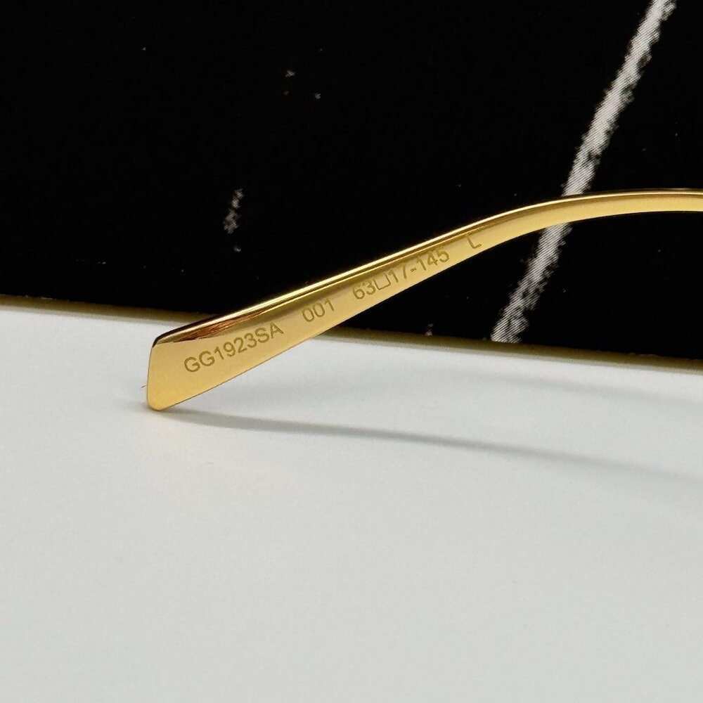 NEW GUCCI SUNGLASSES GOLD GREY WOMEN EYEWEAR GUCCI GG1923SA 001 - Picture 10 of 12
